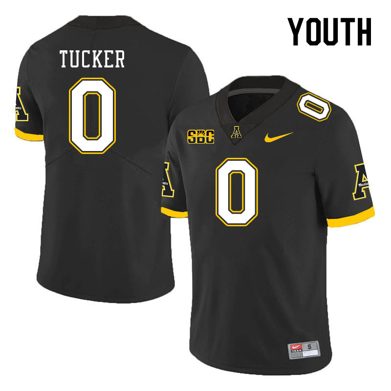 Youth #0 Milan Tucker Appalachian State Mountaineers College Football Jerseys Stitched Sale-Black